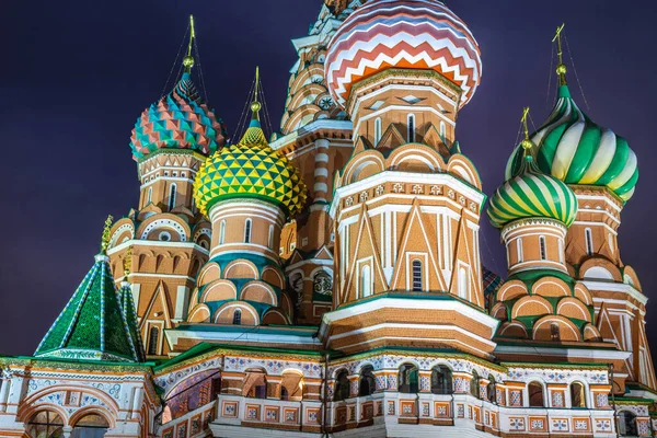 Saint Basil Cathedral Illuminated Evening Red Square Moscow Russia — Stockfoto