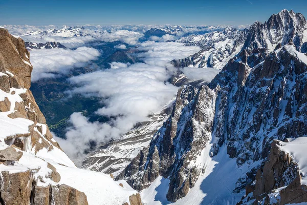 Mont Blanc Massif ice cap in Haute Savoie, Chamonix, French Alps, Eastern France