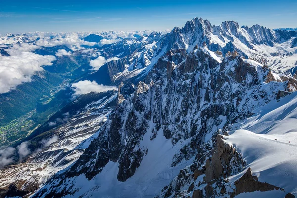 Mont Blanc Massif ice cap in Haute Savoie, Chamonix, French Alps, Eastern France