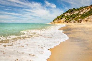 Idyllic Espelho Beach in Trancoso at sunny day, Bahia, Northeastern Brazil, South America