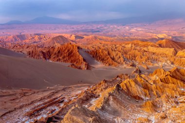 Moon Valley, Valle de la Luna at peaceful sunset, Atacama desert, Chile, South America