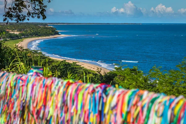 Praia Senhor Colorido Fitas Fita Bonfim Símbolo Boa Sorte Trancoso — Fotografia de Stock