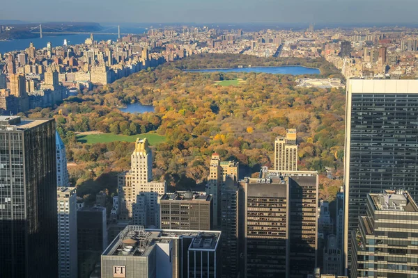 Vista Aérea Central Park Otoño Dorado Manhattan Nueva York Estados —  Fotos de Stock