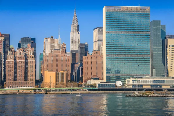 Siedziba Onz Panoramy Manhattanu Rzeki Hudson New York City Scape — Zdjęcie stockowe