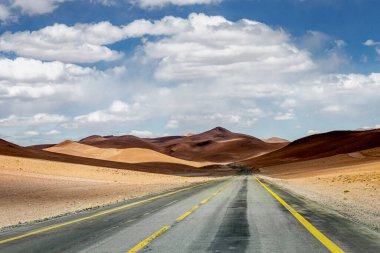 Country road in Atacama desert, volcanic arid landscape in Northern Chile border with Bolivia, South America