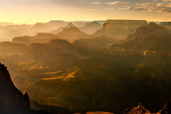 Grand Canyon South Rim Silhouette Golden Sunset Arizona United States — Stock Photo, Image
