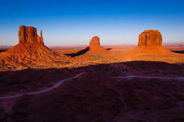 Mittens Drie Buttes Monument Valley Bij Zonsopgang Arizona Utah Verenigde — Stockfoto