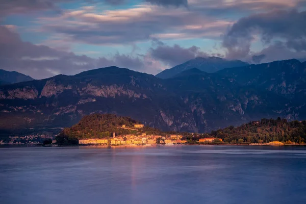 Bellagio Skyline View Lake Como Golden Sunset Northern Italy Long — Stockfoto