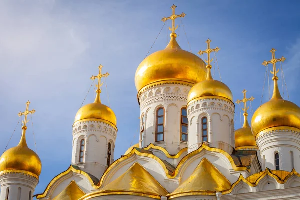 Cattedrale Chiesa Del Cremlino Con Cupole Oro All Alba Drammatica — Foto Stock