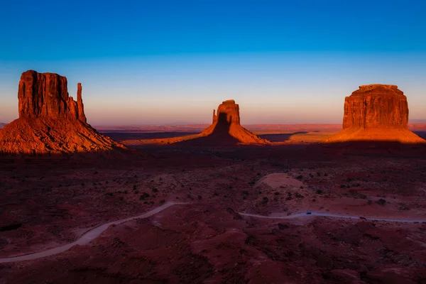 Mittens Tres Buttes Monument Valley Amanecer Arizona Utah Estados Unidos — Foto de Stock