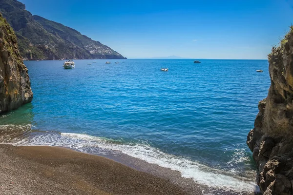 Praia Positano Dia Ensolarado Pacífico Costa Amalfitana Itália Sul Europa — Fotografia de Stock
