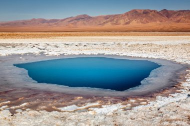 Salar de Atacama volkanik peyzaj ve tuz gölü Atacama Çölü, Şili, Güney Amerika