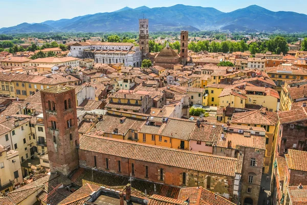 Sopra Tetti Medievali Centro Storico Lucca Toscana Italia — Foto Stock