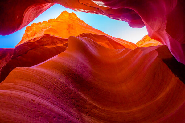 Antelope slot canyon illuminated by sunlight, Page, Arizona, United States