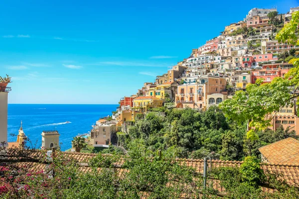 Positano Cityscape Bay Golden Sunset Amalfi Coast Italy Southern Europe — Stock Photo, Image