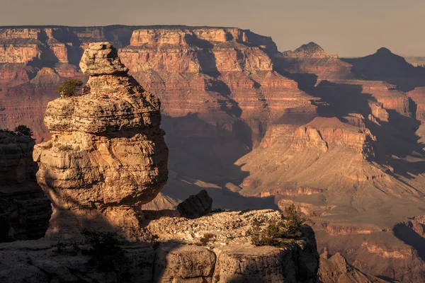 Grand Canyon South Rim Boulder Golden Sunset Arizona United States — Stock Photo, Image