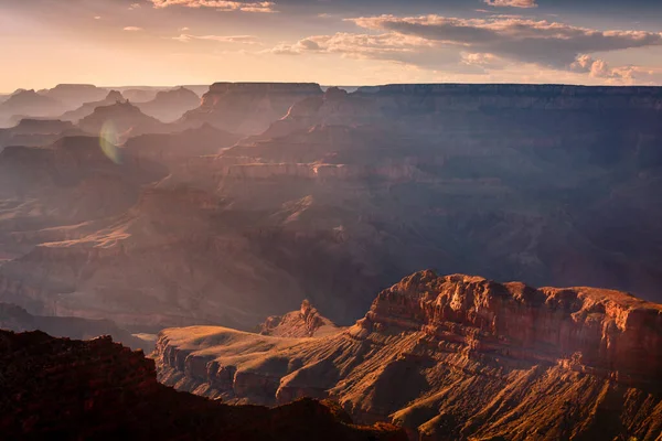 Grand Canyon South Rim Silhouette Golden Sunset Arizona United States — Stock Photo, Image