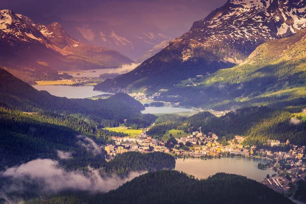 Celerina Engadine Lakes Moritz Silvaplana Maloja Cima Muottas Muragl Suíça — Fotografia de Stock