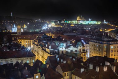 Geceleri Hradcany Mahallesi ve St. Vitus Katedrali, Prag, Çek Cumhuriyeti