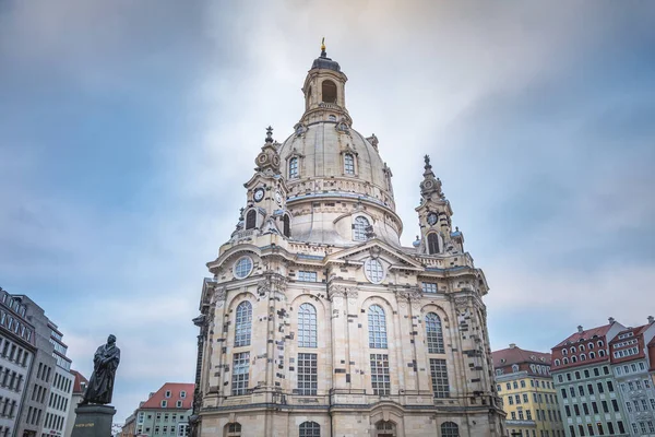 Dreźnie Frauenkirche Dramatycznym Świcie Kościół Matki Bożej Saksońskiej Niemcy Wschodnie — Zdjęcie stockowe