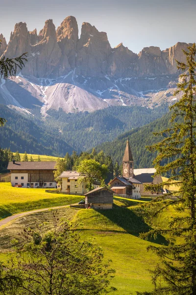 Idyllic Magdalena Village Famous Church Val Funes Dolomites Northern Italy — Photo