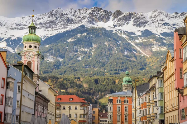 Old Town Innsbruck Snowcapped Karwendel Mountains Sunset Tyrol Austria — Stock Photo, Image