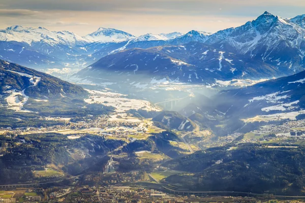 Snowcapped Pasmo Górskie Brenner Pass Sielankowy Tyrol Innsbrucku Austria — Zdjęcie stockowe