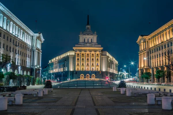 Largo Topluluğu Ulusal Meclis Şehir Işıkları Sofya Bulgaristan Doğu Avrupa — Stok fotoğraf