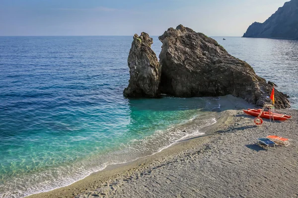 Monterosso Mare Idyllic Beach Mediterranean Cinque Terre Liguria Itália — Fotografia de Stock