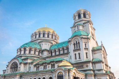 St. Alexander Nevski Cathedral in Sofia at dramatic sunset, Bulgaria, Eastern Europe