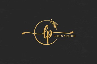 Altın imza ilk harf lp. Altın imza El yazısı vektör logosu tasarımı resimleme