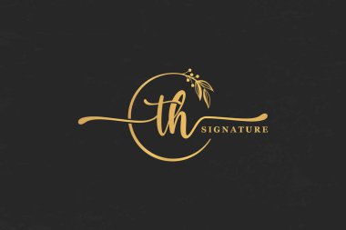 Altın imza ilk harf. Altın imza El yazısı vektör logosu tasarımı resimleme