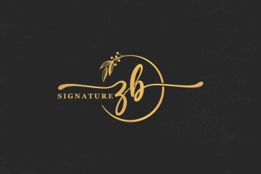 Altın imza ilk harf zb. Altın imza El yazısı vektör logosu tasarımı resimleme