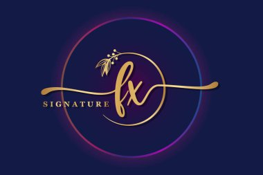 Lüks logo tasarımı ilk fx. El yazısı vektör logosu tasarımı resimleme