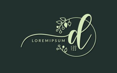 El yazısıyla imzalanmış harfler d kaligrafik vektör grafik tasarımı, düğün kartı için kullanılabilir, kişisel imza, logo tasarım konsepti çizimi