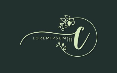 El yazısıyla imzalanmış harf c kaligrafik vektör grafik tasarımı, düğün kartı için kullanılabilir, kişisel imza, logo tasarımı konsept çizimi