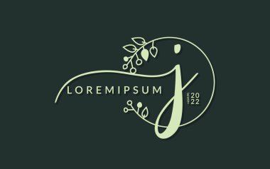 El yazısıyla imzalanmış Harf j kaligrafik vektör grafik tasarımı, düğün kartı, kişisel imza, logo tasarım konsepti çizimi için kullanılabilir