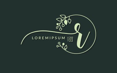 El yazısıyla imzalanmış harf r kaligrafik vektör grafik tasarımı, düğün kartı, kişisel imza, logo tasarım konsepti çizimi için kullanılabilir