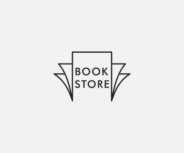 outlined book store logo design template, usable for online store