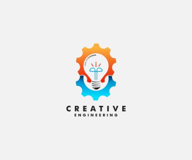 Oluşturma logo - Dişliler ve ampul kavramı çalışma gücünü