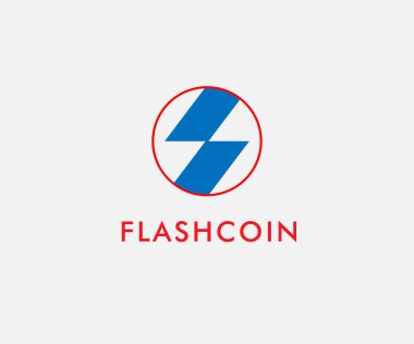 Flash simgesi izole edilmiş daire logosu tasarımı, şifreleme için kullanılabilir logo tasarımı. Madencilik. Para.