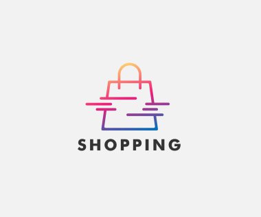 Dijital alışveriş çantası logosu tasarım şablonu çizimi, imzala. Sembol. Sıra. perakende