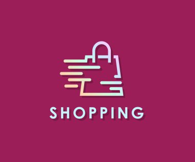 Dijital alışveriş torbası izole edilmiş çember, çevrimiçi Dükkan Logosu Tasarım Şablonu. Alışveriş Logosu ikonu çizimi. Çevrimiçi dükkan logosu için alışveriş poşeti simgesi. Çevrimiçi depolama logo vektörü