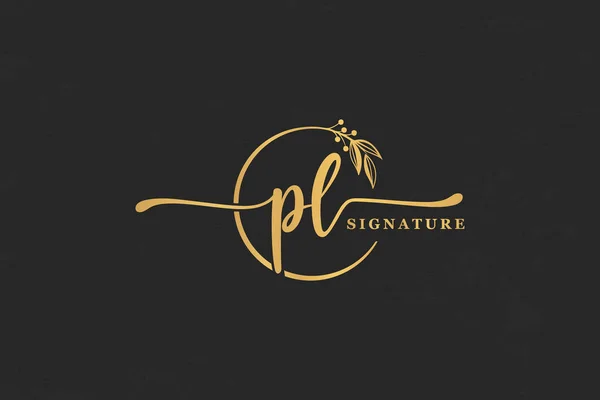 Golden Signature Initial Letter Golden Signature Handwriting Vector Logo Design — Stok Vektör