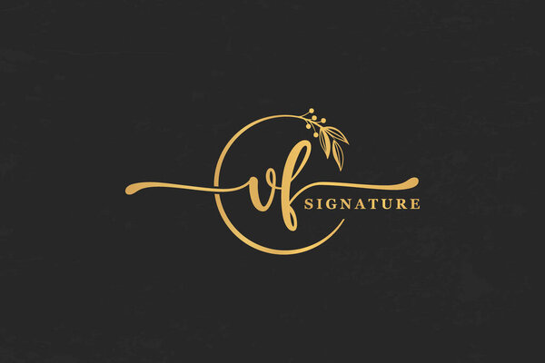 golden signature initial letter vf. golden signature Handwriting vector logo design illustration image