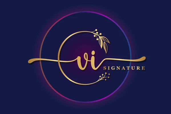 豪華な署名ロゴデザインの初期Vl 手書きベクトルロゴデザインイラスト画像 — ストックベクタ