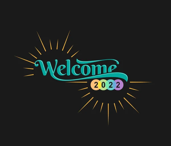 Banner Nuevo Año 2022 Banner Plantilla Bienvenida 2022 Con Sunburst — Vector de stock