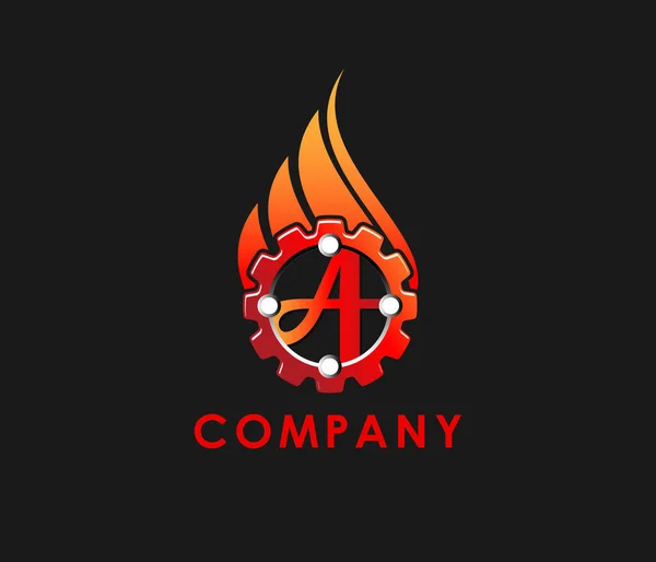 Fire Gear Logo Design Template Letter Design Graphic Illustration Usable — Stock Vector