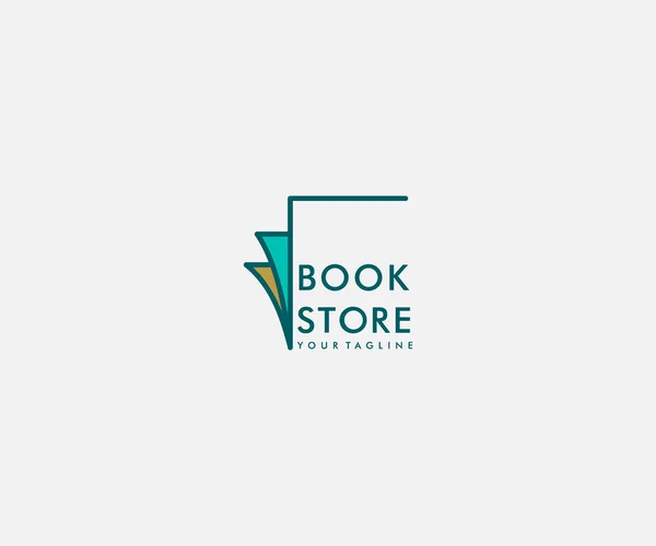 Colorful Outlined Book Store Logo Design Template Usable Online Store — Stok Vektör