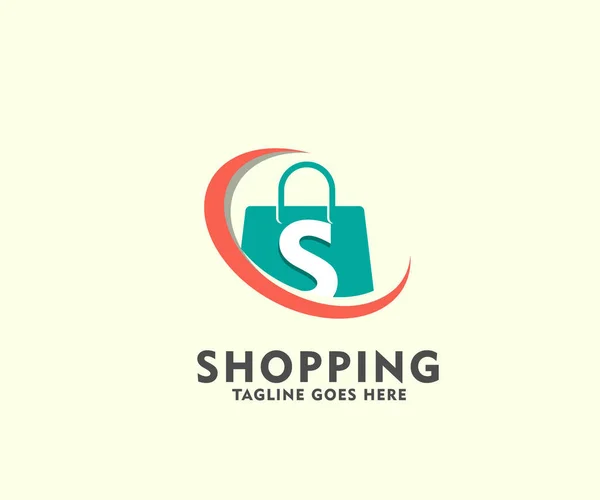 Letter Isolated Orange Bag Online Shop Logo Design Template Shopping — Image vectorielle